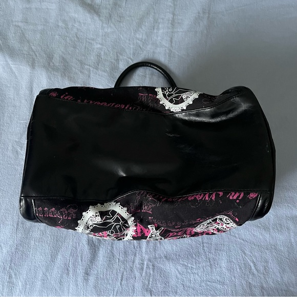 Rare Disney Alice In Wonderland Black Pink Barrel Bowler Bag Purse Handbag - Picture 4 of 6